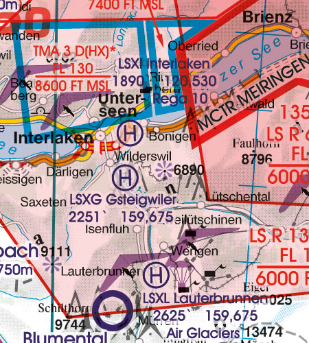 VFR Flugkarte Schweiz 1:500.000 von Rogers Data laminiert
