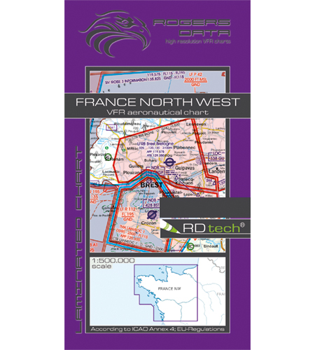 VFR Flugkarte Frankreich Nord West 1:500.000 von Rogers Data