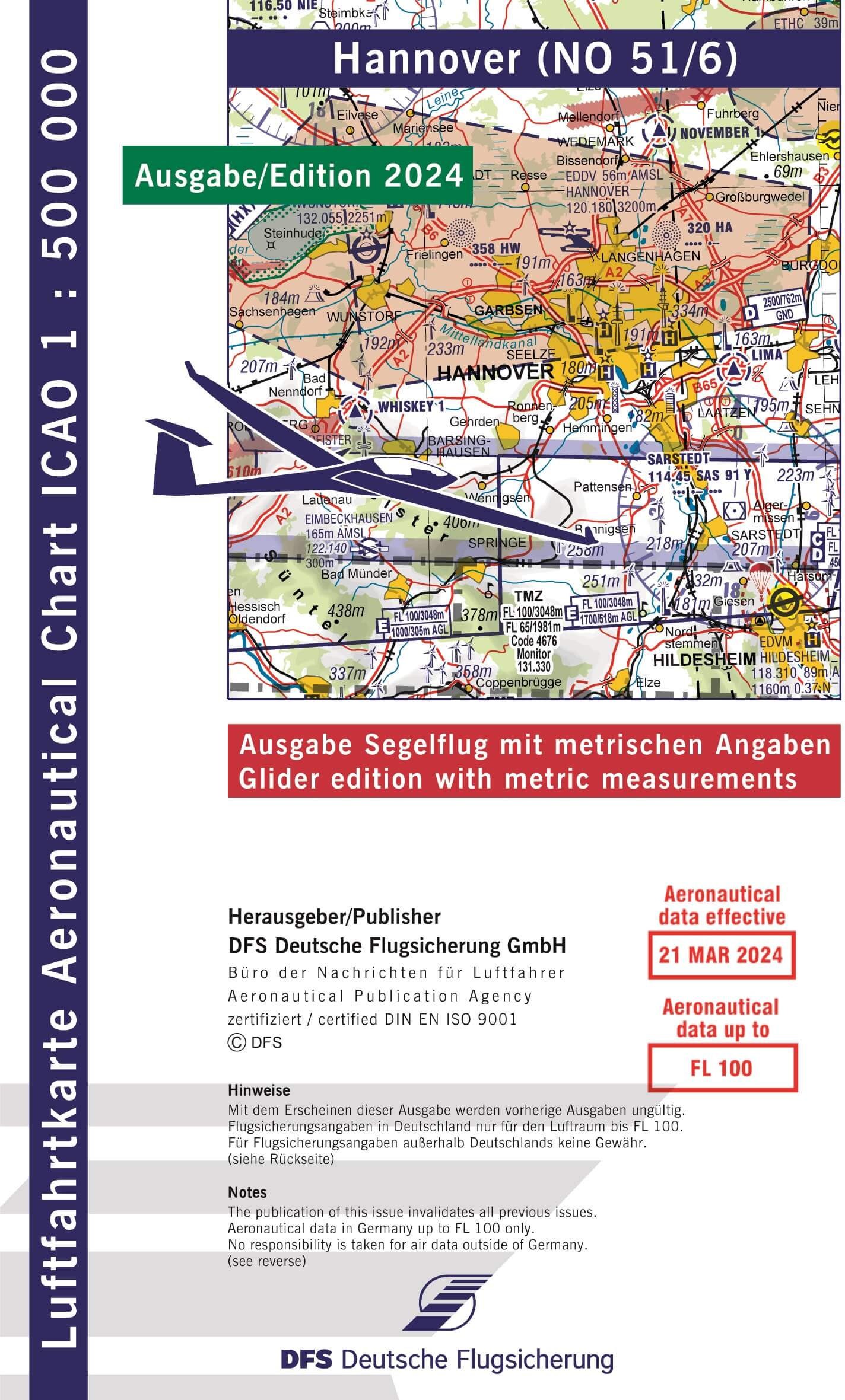 ICAO Segelflugkarte Deutschland 2024, Hannover