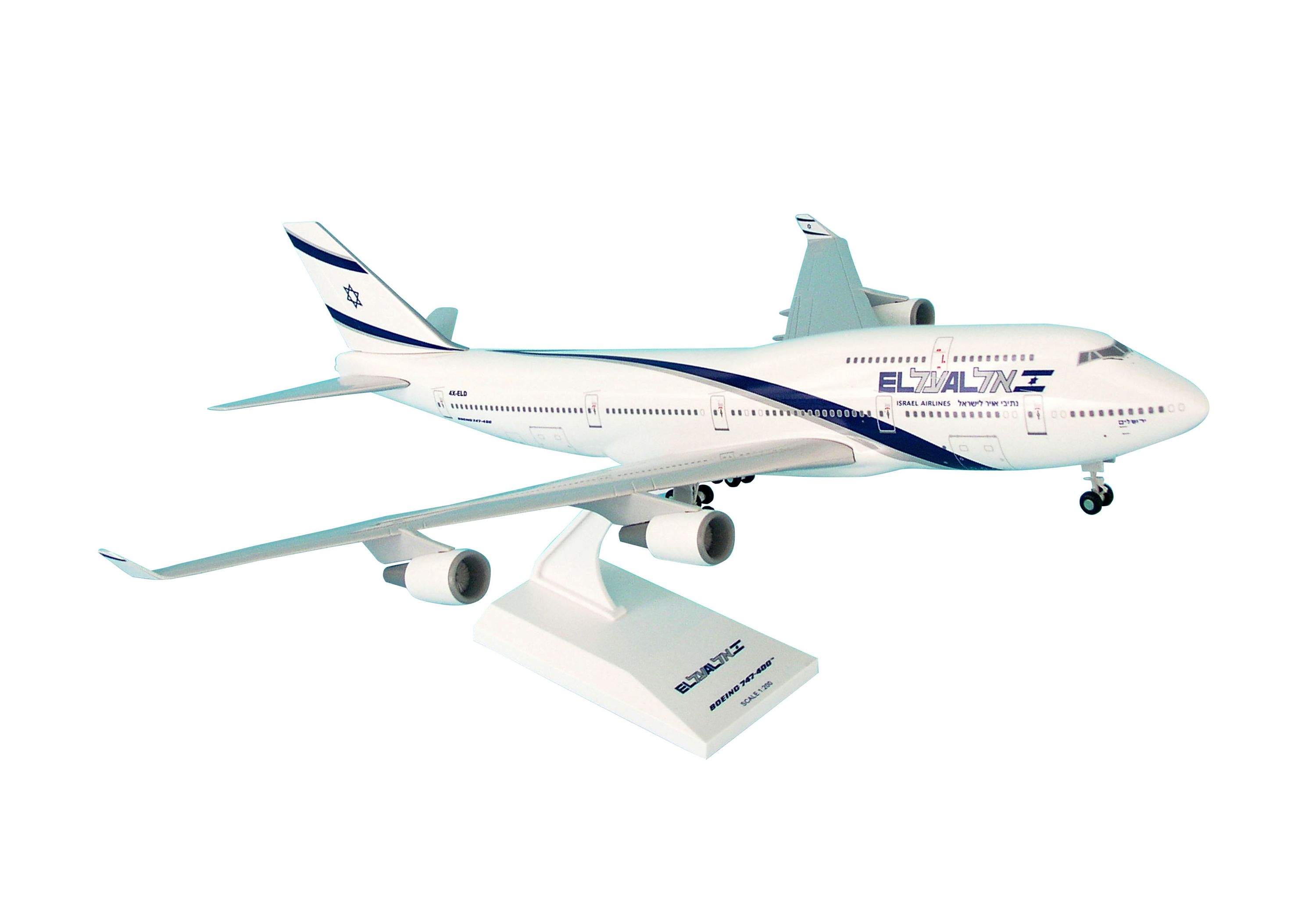 SkyMarks Boeing 747-400 EL AL Israel Airlines Scale 1/200 w/Gear