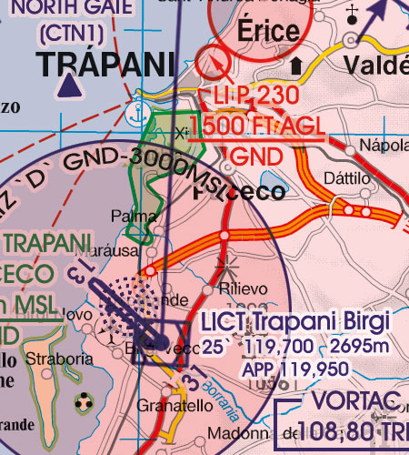 VFR Flugkarte Malta und Sizilien 1:500.000 von Rogers Data laminiert