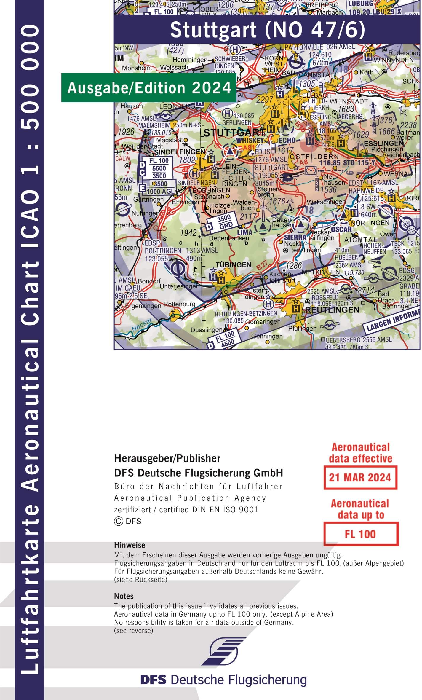 ICAO Flugkarte Deutschland 2024, Blatt Stuttgart