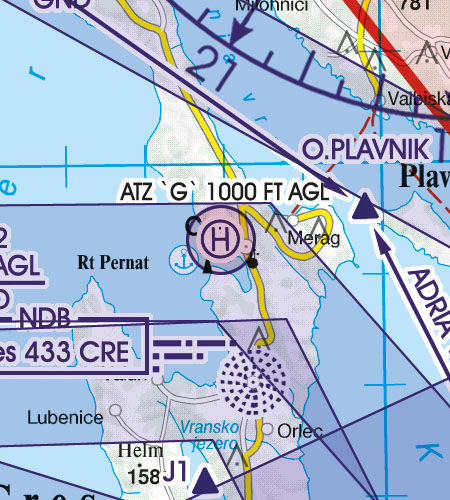 VFR Flugkarte Kroatien Bosnien & Herzegowina 1:500.000 von Rogers Data laminiert