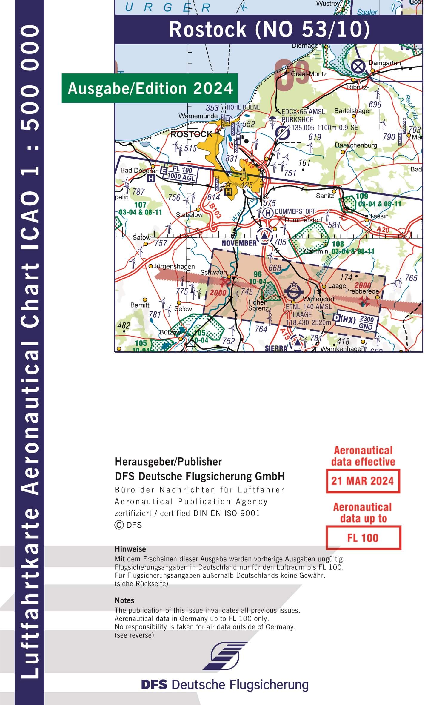 ICAO Flugkarte Deutschland 2024, Blatt Rostock