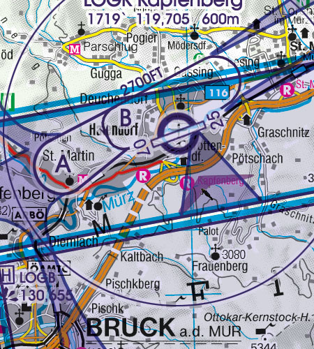 VFR Flugkarte Österreich 1:500.000 von Rogers Data laminiert