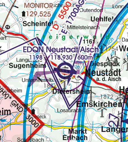 VFR Flugkarte Deutschland Süd  1:500.000 von Rogers Data laminiert