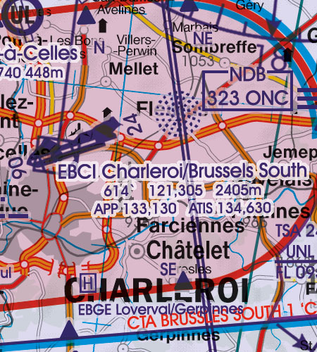 VFR Flugkarte Belgien und Luxemburg von Rogers Data 1:500.000 laminiert