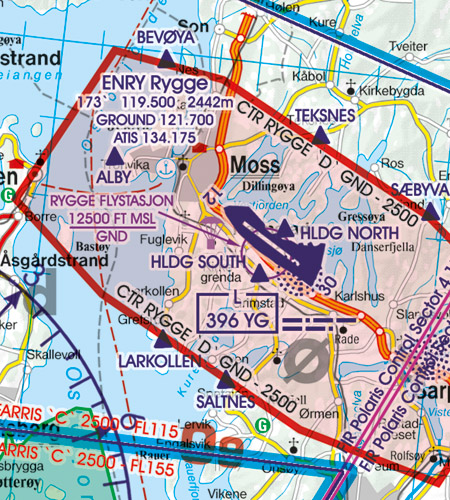 Rogers Data VFR Flugkarte Norwegen Zentrum Nord 1:500.000, laminiert