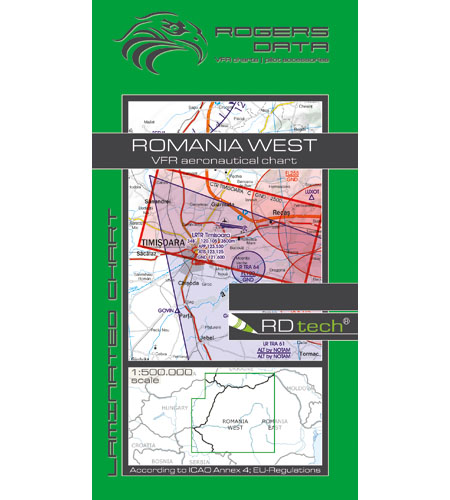 Rogers Data VFR Flugkarte Rumänien West 1:500.000, laminiert
