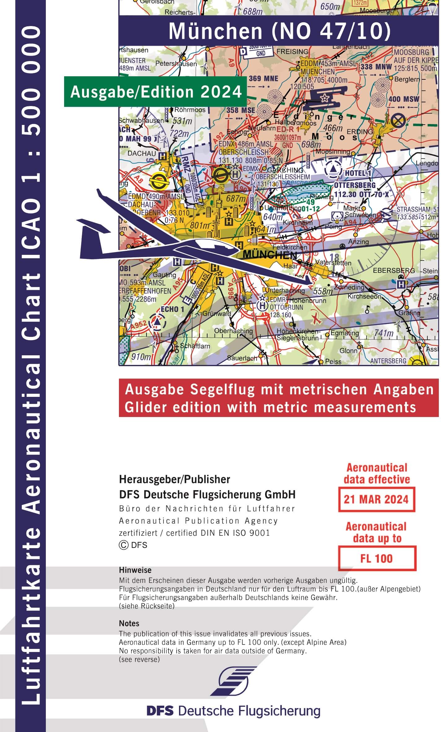 ICAO Segelflugkarte Deutschland 2024, München