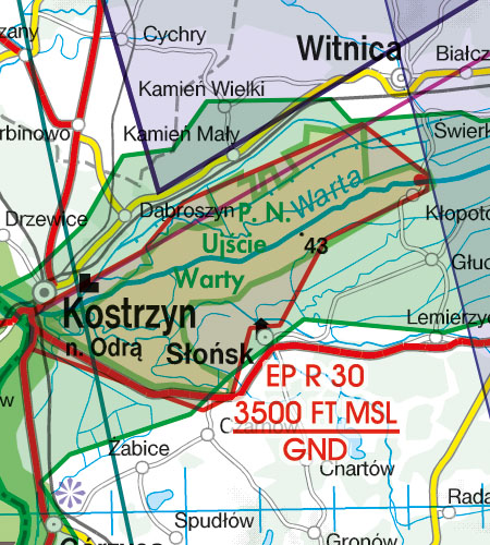 VFR Flugkarte Polen Nord 1:500.000 von Rogers Data laminiert