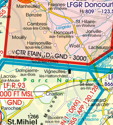 VFR Flugkarte Frankreich Nord Ost 1:500.000 von Rogers Data laminiert